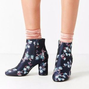 Urban Outfitters Embroidered Floral Ankle Boots